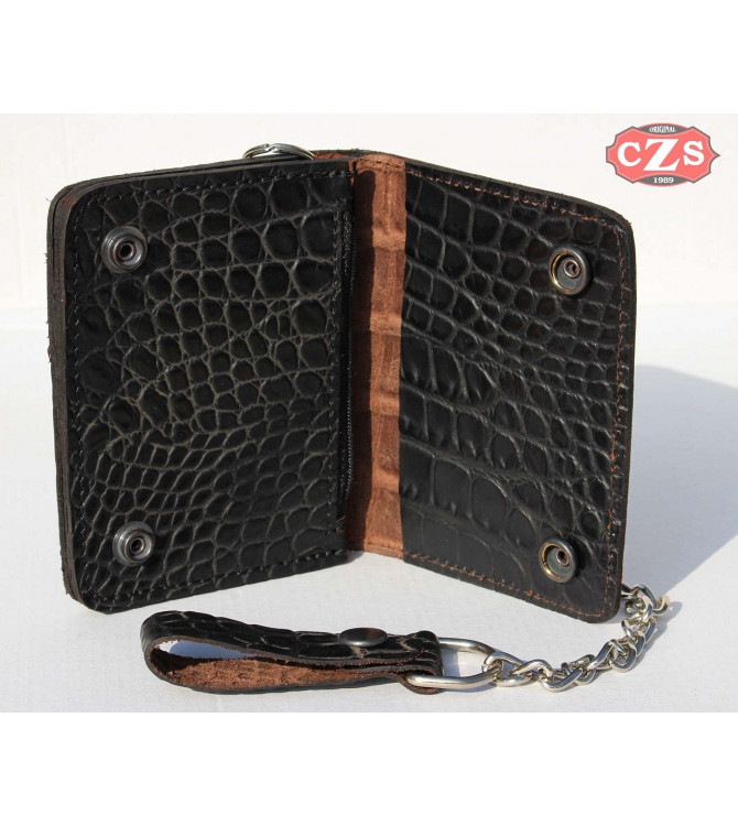 Biker Portefeuille Basique avec Chaîne Métal (10 x 12 cm) - Noire - 