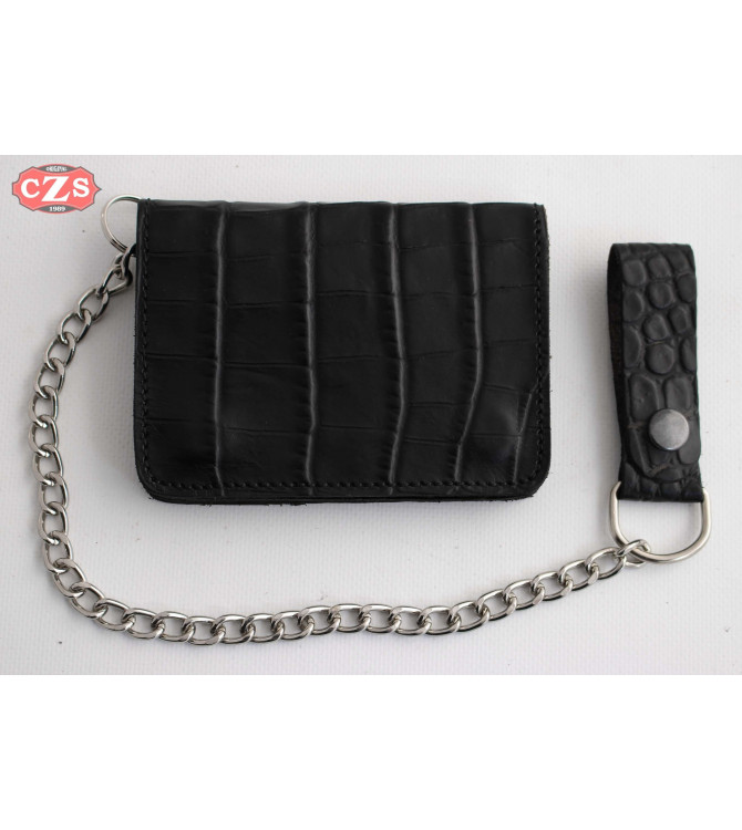 Basic Biker Wallet with Metal Chain (10 x 12 cm) - Black -