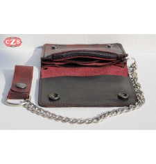 Cartera Biker con Cadena Metálica - Old Rat - Burdeos (10 x 12 cm)  