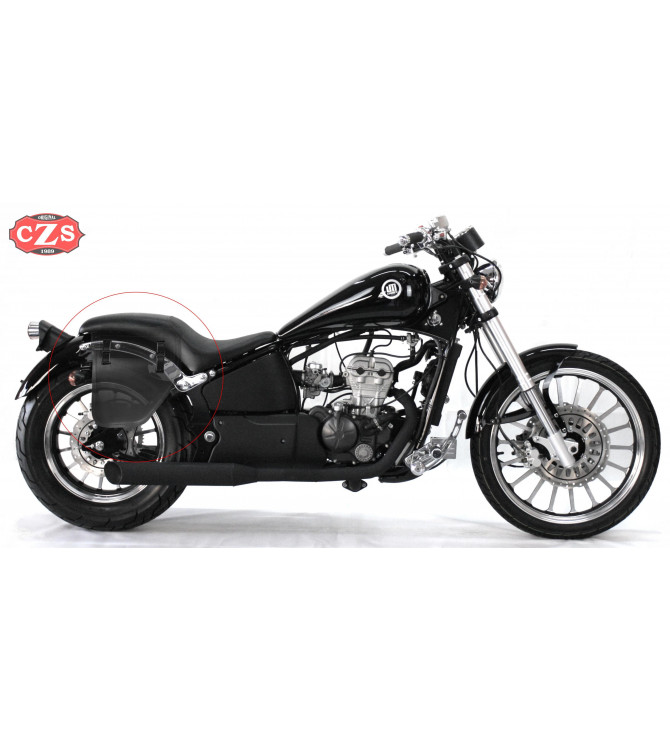 Sacoche pour Hanway Raw Black Cafe 125 mod, CENTURION Noir - Adaptable - DROITE
