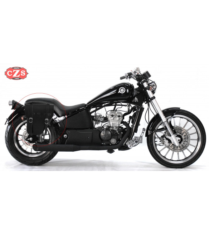 Sacoche pour Hanway Raw Black Cafe 125 mod, CENTURION Noir - Adaptable - DROITE