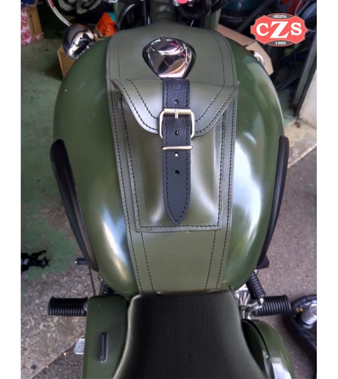 Panneau moto en cuir pour Royal Enfield Battle Green 350-500cc Basique PLATOON