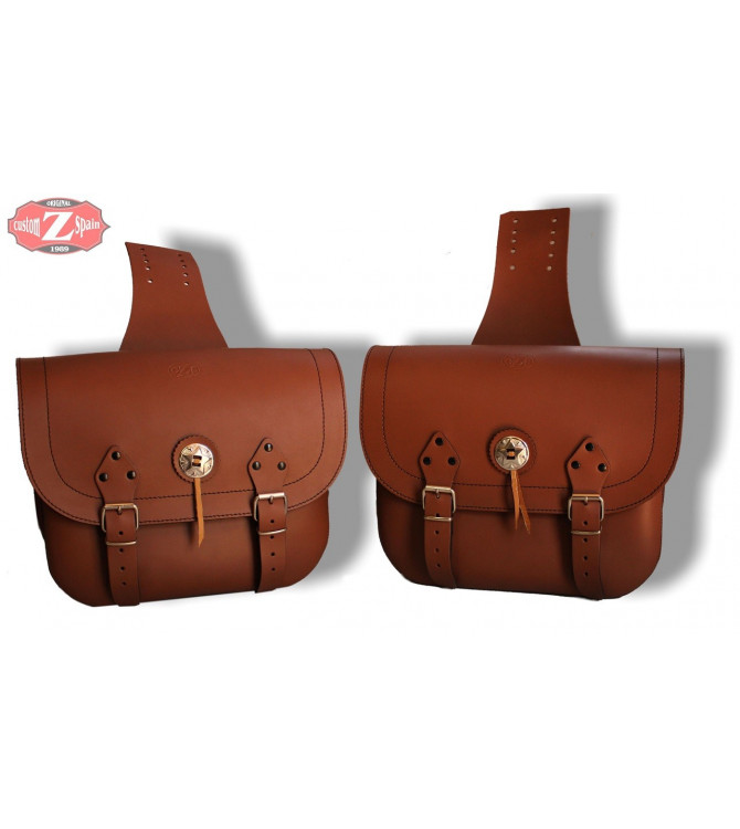 Alforjas de cuero RIFLE Clásicas marron claro