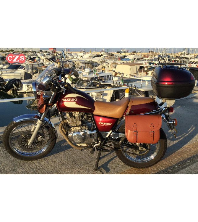 Juego de Alforjas para  Suzuki TU250X mod, RIFLE Básicas - Marrón Claro - Adaptable