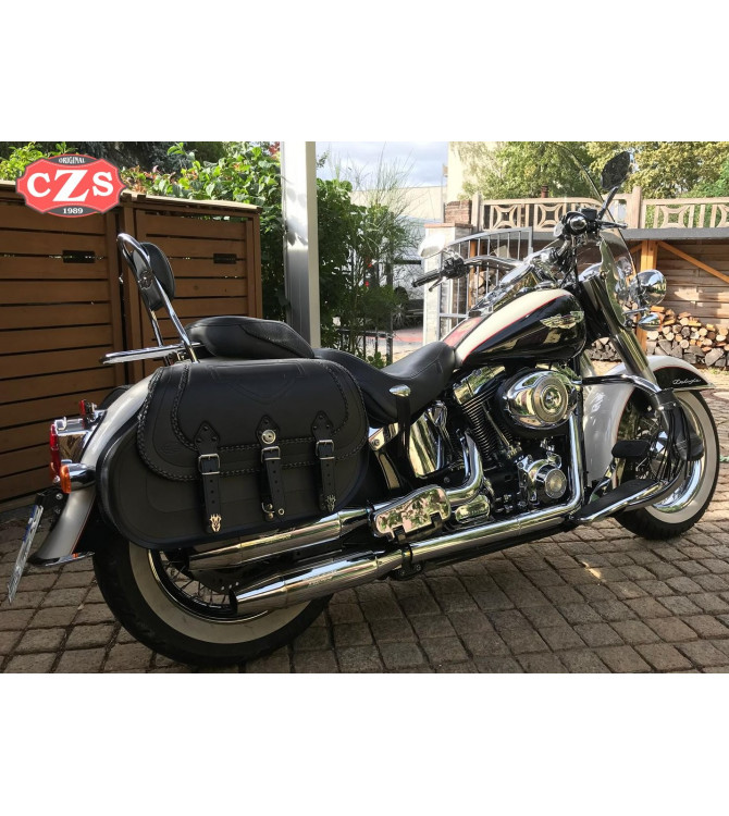 Rigid Saddlebags for Softail Deluxe Harley Davidson mod, CAMPEADOR Celtic - Shield HD - 