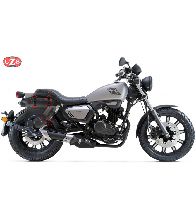 Saddlebag for Keeway Superligh 125/200 mod, CENTURION Black - Adaptable - RIGHT
