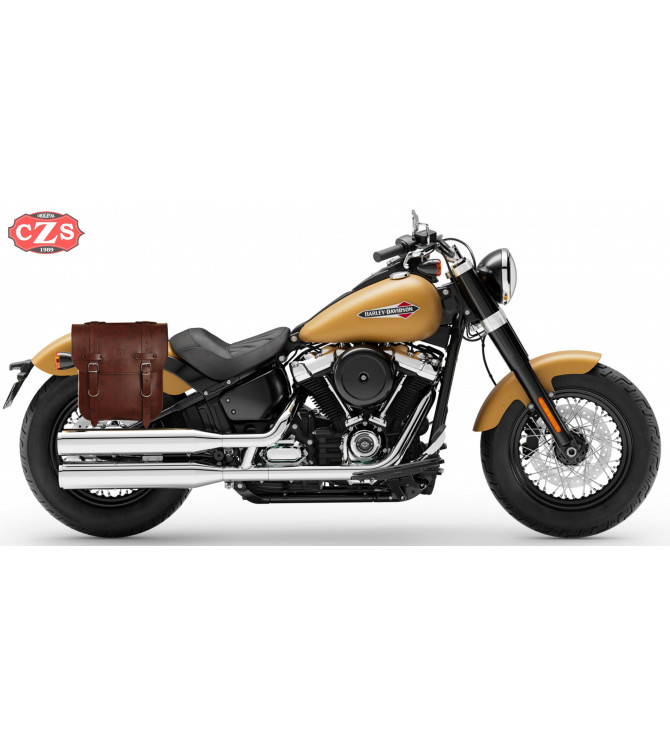 Saddlebag for Softail Slim Harley Davidson mod, ADRIANO Basic - Brown - 