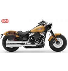 Alforja para Softail Slim Harley Davidson mod, CENTURION Negra Correas Verdes - Adaptable - DERECHA