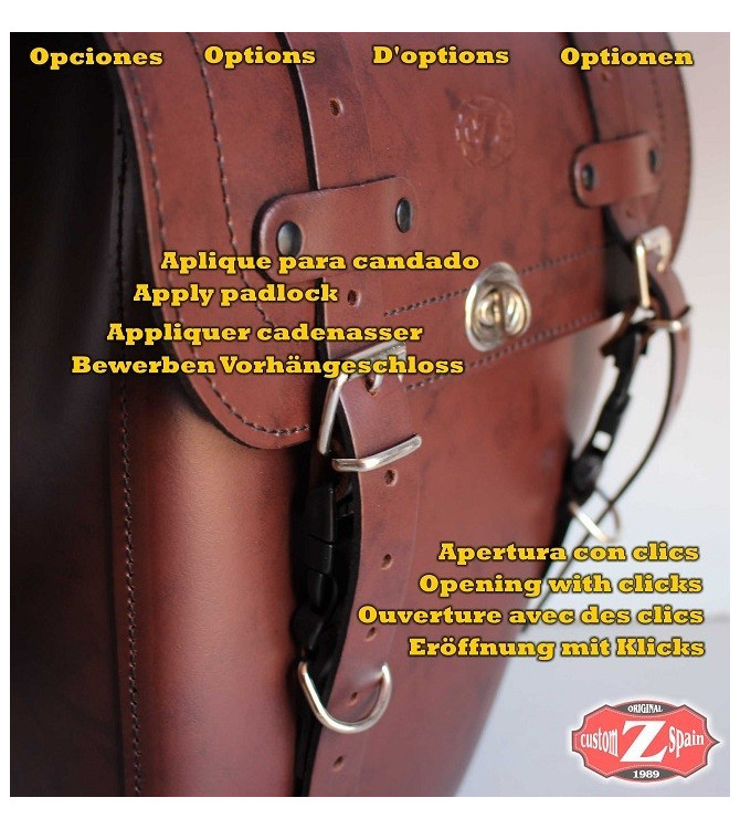 Alforja para Softail Slim Harley Davidson mod, CENTURION Marrón - Adaptable - DERECHA