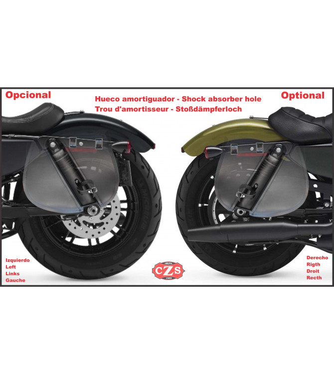 Alforja para Sportster Harley Davidson mod, SPARTA Básica - Hueco amortiguador - DERECHA - Específica