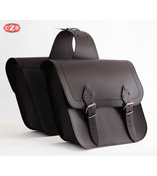 Saddlebags for Triumph Bonneville T100/120 mod, APACHE Basic Adaptable - MOKA -