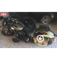 Alforja para Dyna Street bob Harley Davidson mod, SPARTA - Army Star - Verde militar - DERECHA - Específica