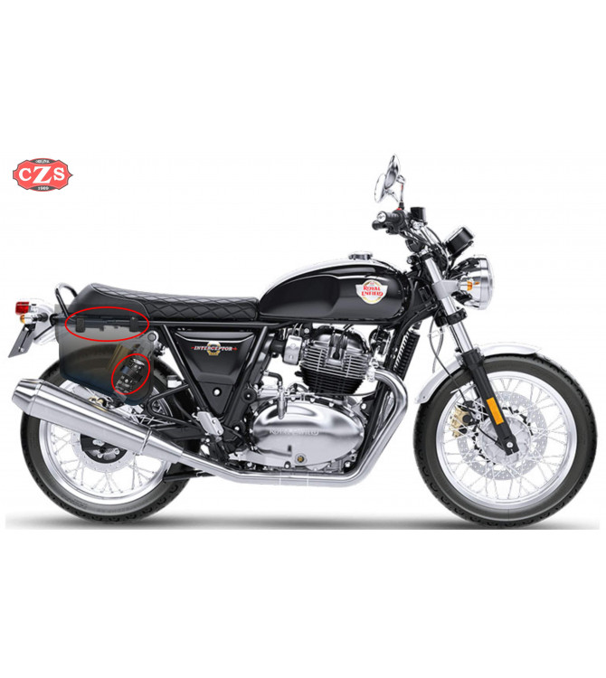 Schwingenschützer Satteltasche für Royal Enfield Interceptor INT 650 mod, HERCULES Basis - Anpassungsfähig