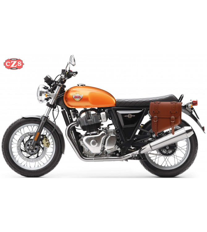 Sacoche pour Royal Enfield Interceptor GT 650 mod, HÈRCULES Brun Clair-  Basique - Droite - Adaptable