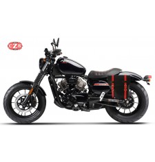 Alforja para Hyosung Aquila GV 125 Bobber  mod, CENTURION Negro/Rojo - Adaptable - DERECHA