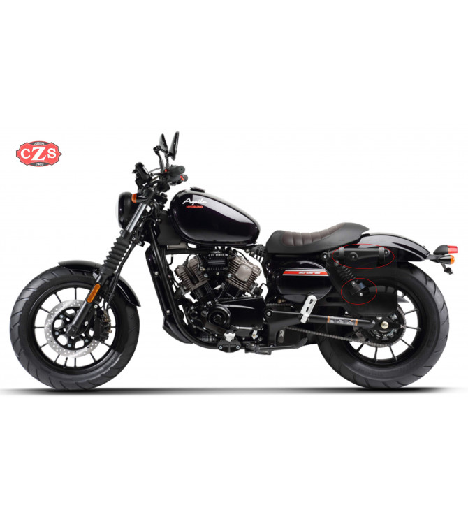Alforja para Hyosung Aquila GV 125 Bobber  mod, CENTURION Negro/Rojo - Adaptable - DERECHA