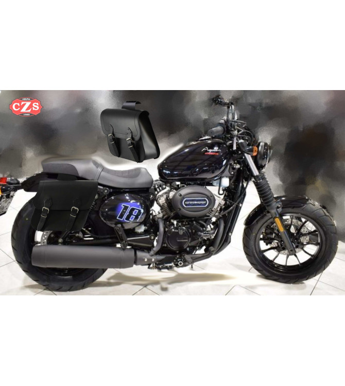 Juego de Alforjas para Hyosuns Aquila GV 125 Bobber  mod, APACHE Básica - Adaptables