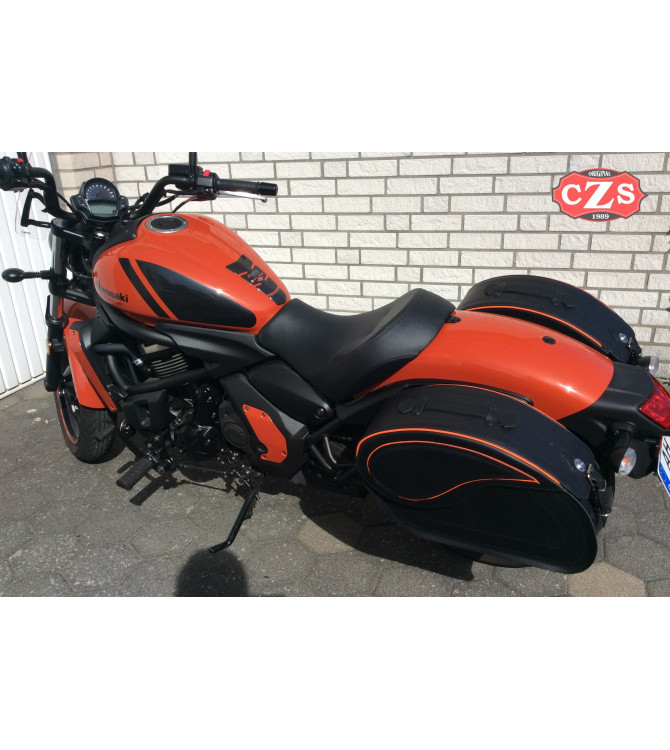 Alforjas Rígidas para Kawasaki Vulcan S 650 - 2018 - mod, VENDETTA Específicas - Perfil Naranja 