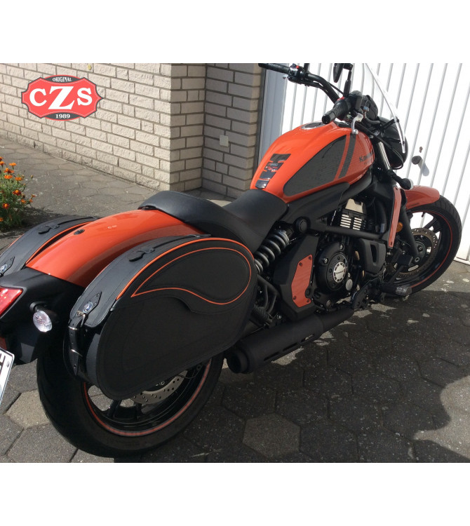 Alforjas Rígidas para Kawasaki Vulcan S 650 - 2018 - mod, VENDETTA Específicas - Perfil Naranja 