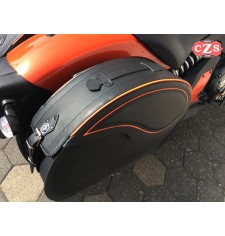 Alforjas Rígidas para Kawasaki Vulcan S 650 - 2018 - mod, VENDETTA Específicas - Perfil Naranja 