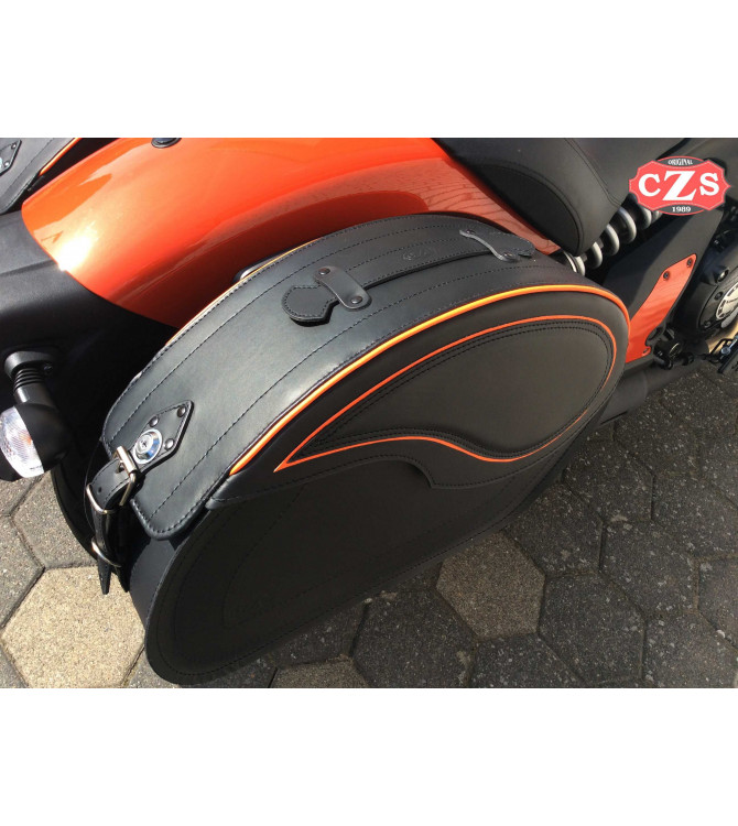 Alforjas Rígidas para Kawasaki Vulcan S 650 - 2018 - mod, VENDETTA Específicas - Perfil Naranja 