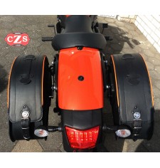 Rigid Saddlebags for Kawasaki Vulcan S 650 - 2018 - mod, VENDETTA Specific - Orange Profile -