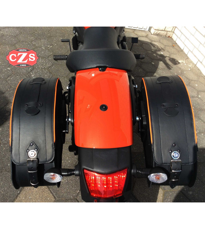 Alforjas Rígidas para Kawasaki Vulcan S 650 - 2018 - mod, VENDETTA Específicas - Perfil Naranja 