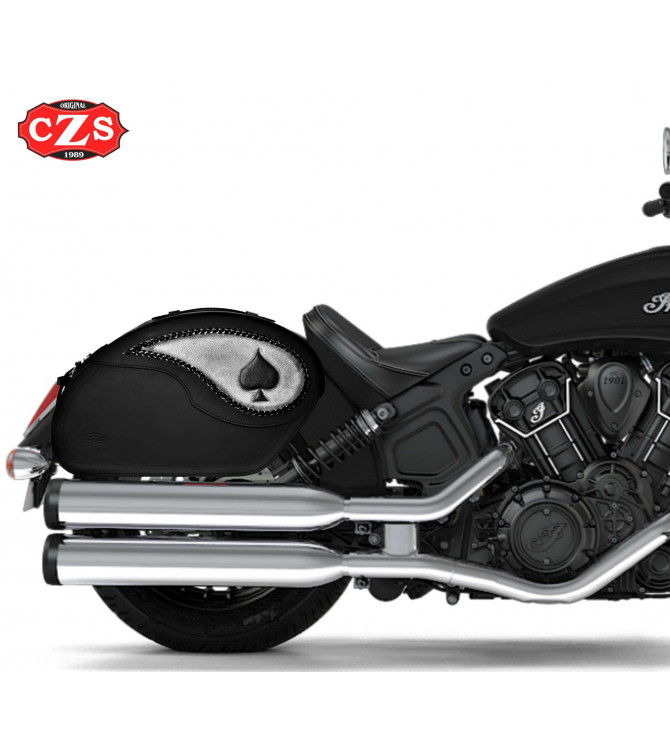 Sacoches Rigide pour Indian® Scout® Sixty mod, VENDETTA - As de Pique - Spécifique