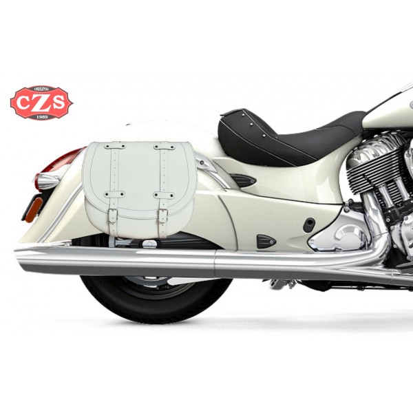 white motorcycle saddlebags