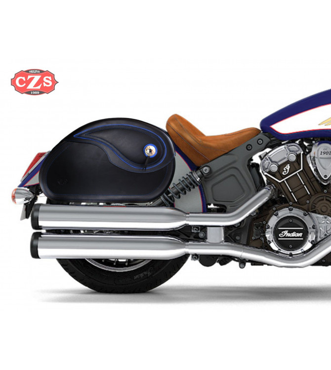 Alforjas Rígidas para Indian® Scout® Sixty mod, NAPOLEÓN Básicas - Hilo Azul - Específica