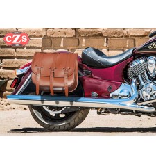 Side saddlebag for Indian® Chief® Classic mod,TRAJANO Basic - Light Brown - Specific