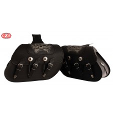 Rigid Saddlebags for Suzuki Intruder mod, SUPER STAR Basic - Skull - Braided Specific