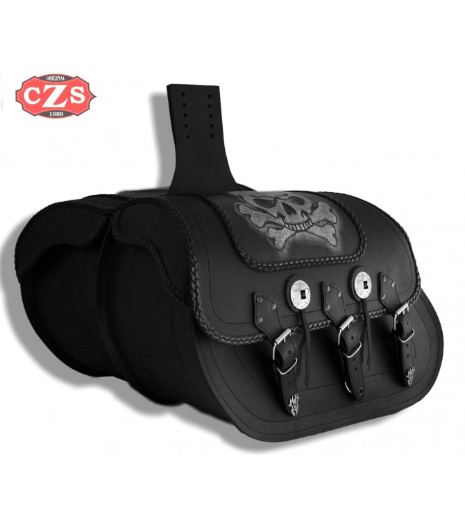 Rigid Saddlebags for Suzuki Intruder mod, SUPER STAR Basic - Skull - Braided Specific