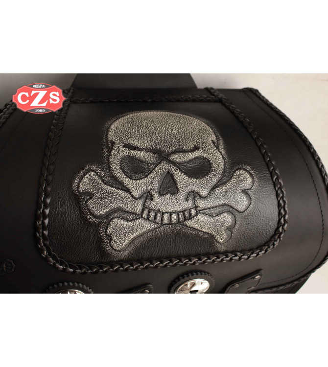 Alforjas Rígidas para Suzuki Intruder mod, SUPER STAR Básica - Calavera Tibias - Trenzados Específico 