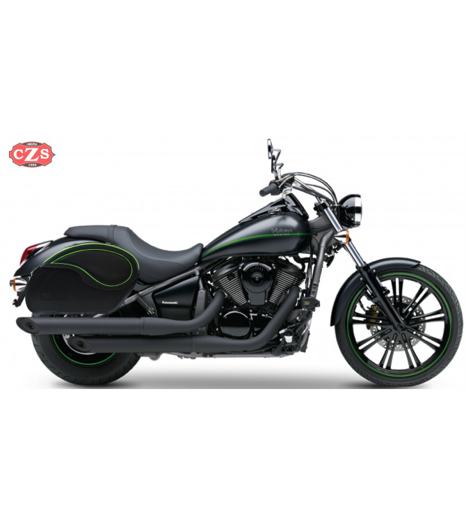 Starr Satteltaschen für Kawasaki Vulcan 900 mod, VENDETTA Spezifische - Rote Profil -