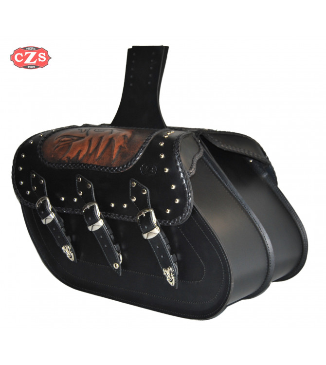 Alforjas Rígidas para Kawasaki Vulcan 900 mod, SUPER STAR Clásicas - Tribal - Trenzados Específica