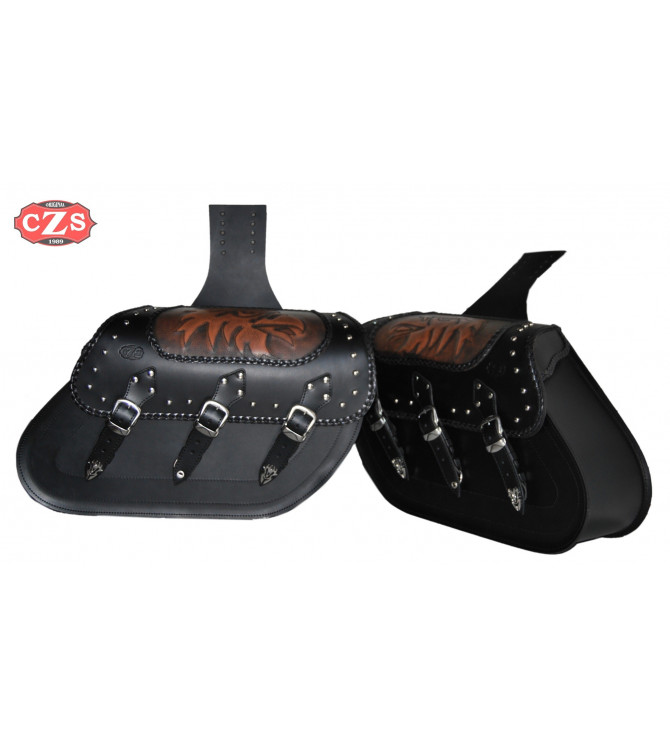 Alforjas Rígidas para Kawasaki Vulcan 900 mod, SUPER STAR Clásicas - Tribal - Trenzados Específica