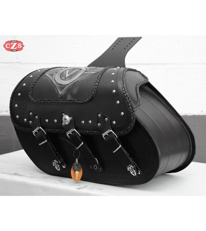 Rigid Saddlebags mod, SUPER STAR Classic Braided - Vulcan Logo Personalized - 