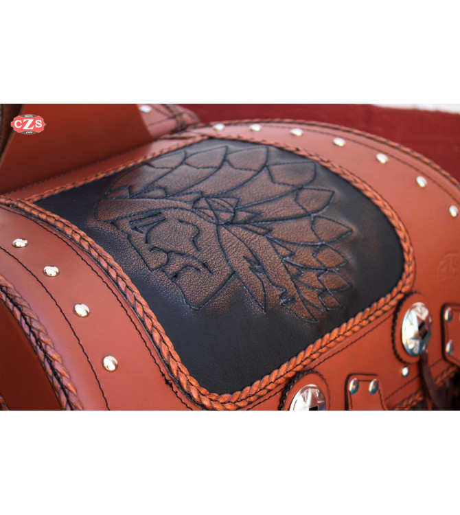 Rigid Saddlebags mod, SUPER STAR Classic light brown -  Big Boss - Braided and Fringes UNIVERSAL