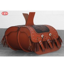 Rigid Saddlebags mod, SUPER STAR Classic light brown -  Big Boss - Braided and Fringes UNIVERSAL