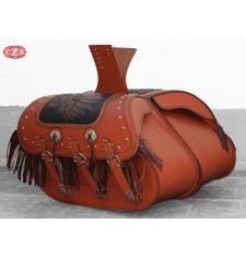 Rigid Saddlebags mod, SUPER STAR Classic light brown -  Big Boss - Braided and Fringes UNIVERSAL