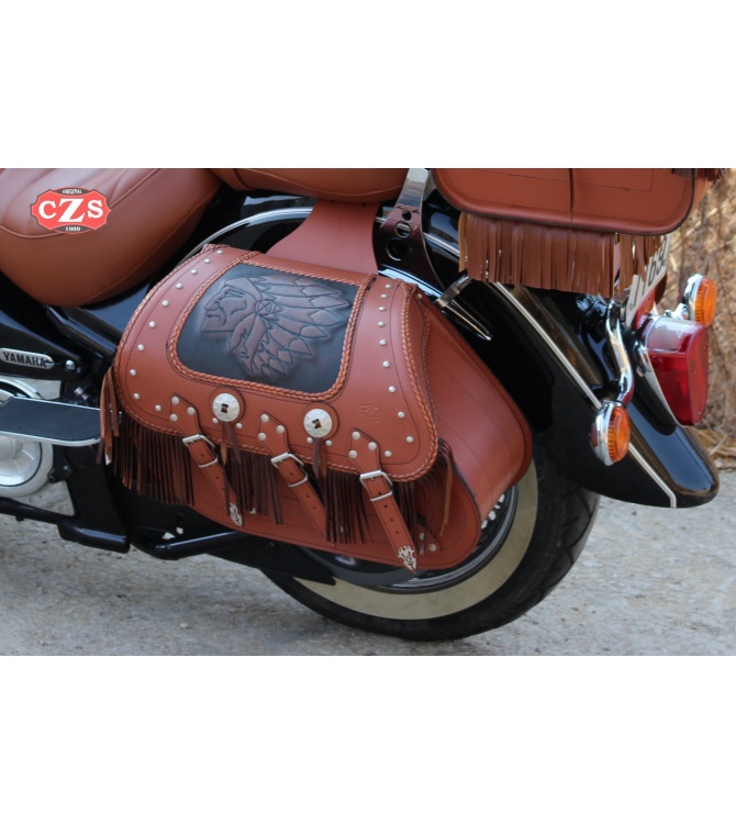 Rigid Saddlebags mod, SUPER STAR Classic light brown -  Big Boss - Braided and Fringes UNIVERSAL