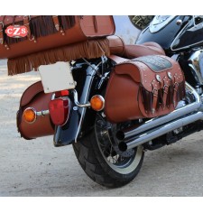 Rigid Saddlebags mod, SUPER STAR Classic light brown -  Big Boss - Braided and Fringes UNIVERSAL