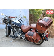 Rigid Saddlebags mod, SUPER STAR Classic light brown -  Big Boss - Braided and Fringes UNIVERSAL