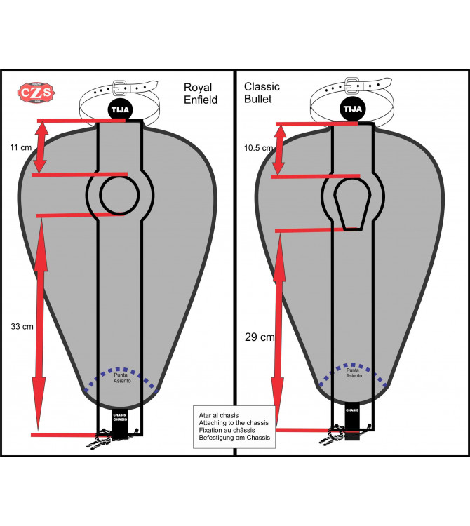 Leder Tankblende für Royal Enfield Bullet Classic 350-500cc Basis