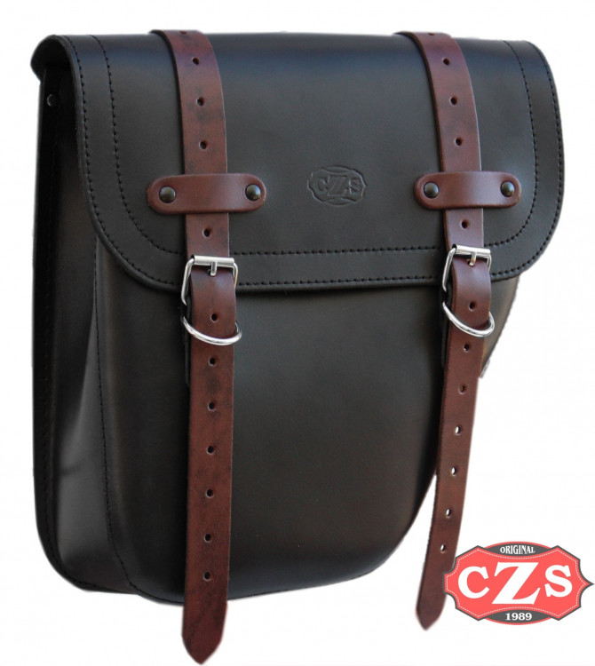 Alforja para Yamaha XV950 Bolt mod, CENTURION Negra / Marrón - Específica - DERECHA