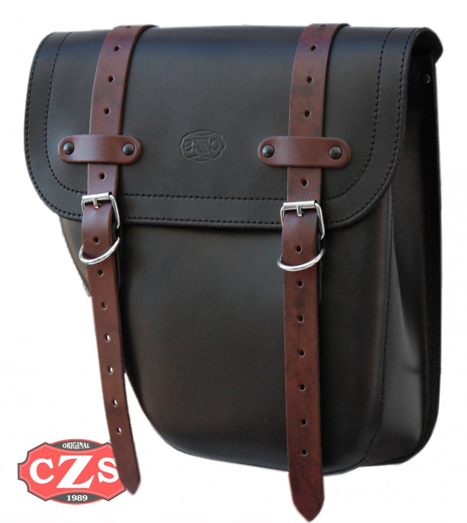 Alforja para Yamaha XV950 Bolt mod, CENTURION Negra / Marrón - Específica - IZQUIERDA