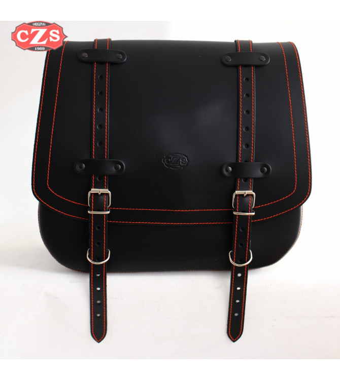 Sacoche pour Sportster Harley Davidson - Creuse pour accueillir l'amortisseur. Mod, fil orange ULISES - spécifique - gauche