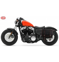 Sacoche pour Sportster Harley Davidson - Creuse pour accueillir l'amortisseur. Mod, fil orange ULISES - spécifique - gauche