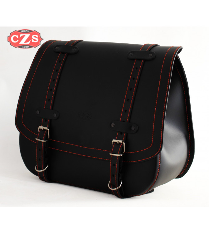 Sacoche pour Sportster Harley Davidson - Creuse pour accueillir l'amortisseur. Mod, fil orange ULISES - spécifique - gauche